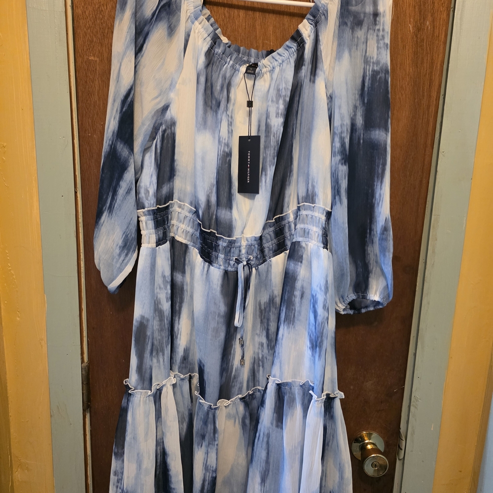 Tommy Hilfiger Blue and White Long Sleeve Dress - Picture 2 of 4